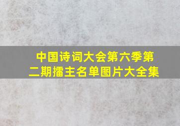 中国诗词大会第六季第二期擂主名单图片大全集