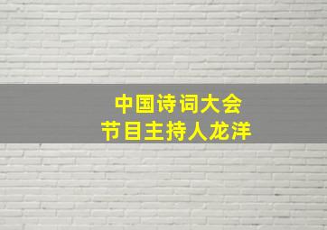 中国诗词大会节目主持人龙洋