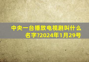 中央一台播放电视剧叫什么名字?2024年1月29号