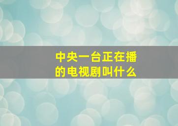 中央一台正在播的电视剧叫什么