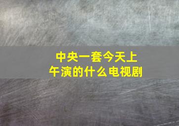 中央一套今天上午演的什么电视剧