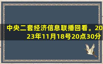 中央二套经济信息联播回看。2023年11月18号20点30分