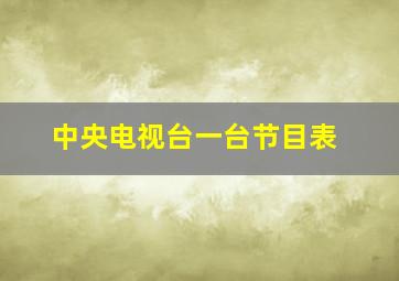 中央电视台一台节目表