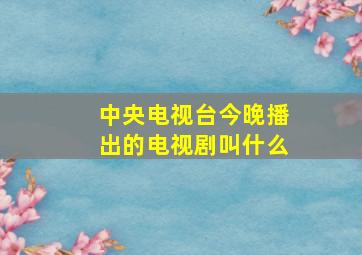 中央电视台今晚播出的电视剧叫什么