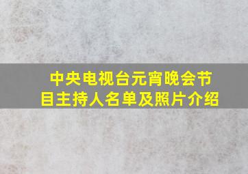 中央电视台元宵晚会节目主持人名单及照片介绍