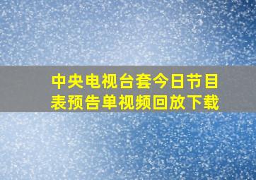 中央电视台套今日节目表预告单视频回放下载