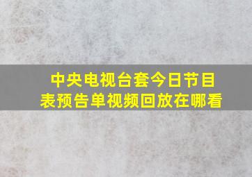 中央电视台套今日节目表预告单视频回放在哪看