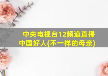 中央电视台12频道直播中国好人(不一样的母亲)