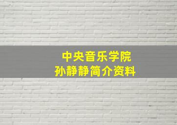 中央音乐学院孙静静简介资料