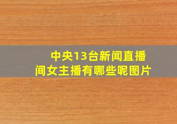 中央13台新闻直播间女主播有哪些呢图片