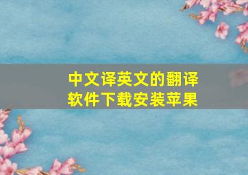 中文译英文的翻译软件下载安装苹果