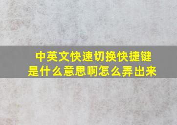 中英文快速切换快捷键是什么意思啊怎么弄出来