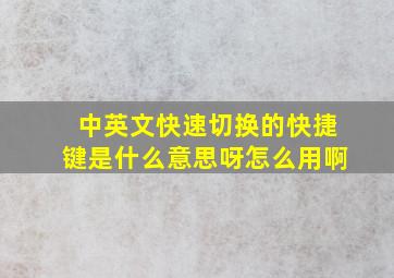 中英文快速切换的快捷键是什么意思呀怎么用啊