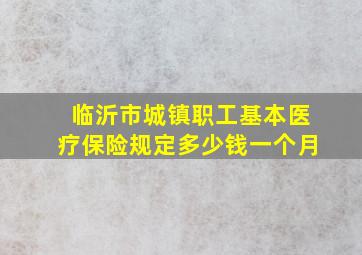 临沂市城镇职工基本医疗保险规定多少钱一个月