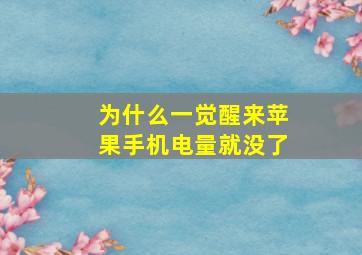 为什么一觉醒来苹果手机电量就没了