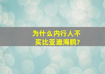 为什么内行人不买比亚迪海鸥?