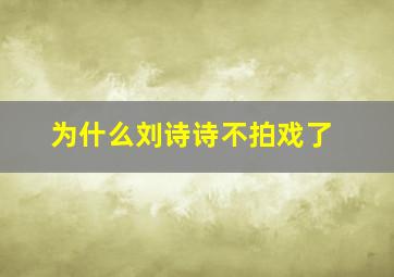 为什么刘诗诗不拍戏了