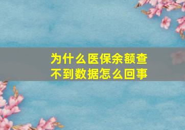 为什么医保余额查不到数据怎么回事