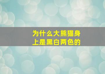 为什么大熊猫身上是黑白两色的