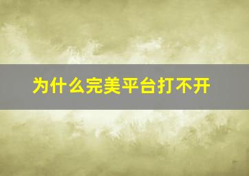 为什么完美平台打不开