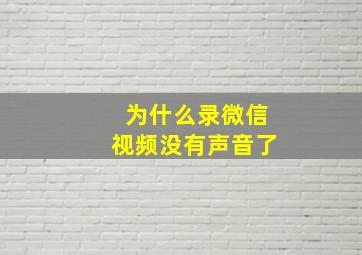 为什么录微信视频没有声音了