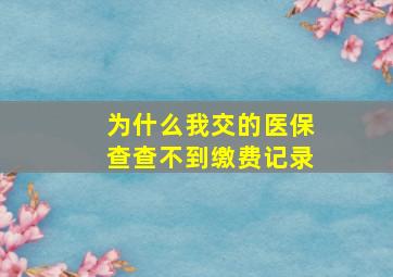 为什么我交的医保查查不到缴费记录