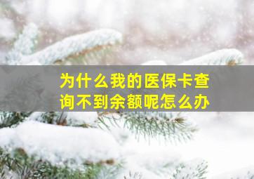 为什么我的医保卡查询不到余额呢怎么办