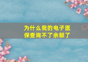 为什么我的电子医保查询不了余额了