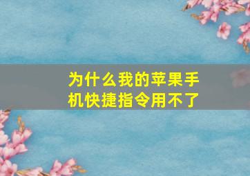 为什么我的苹果手机快捷指令用不了