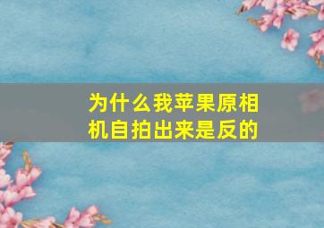 为什么我苹果原相机自拍出来是反的