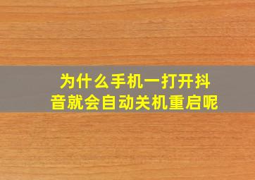 为什么手机一打开抖音就会自动关机重启呢