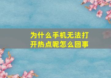 为什么手机无法打开热点呢怎么回事