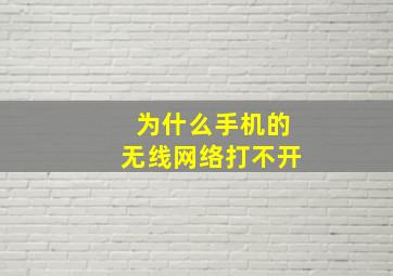 为什么手机的无线网络打不开