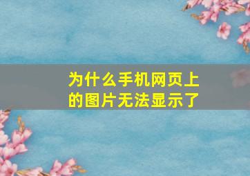 为什么手机网页上的图片无法显示了