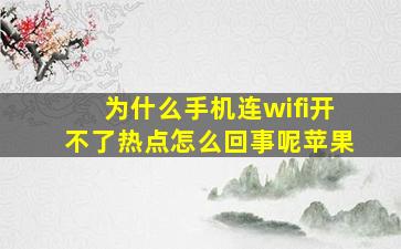 为什么手机连wifi开不了热点怎么回事呢苹果