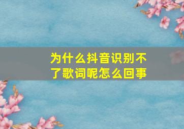 为什么抖音识别不了歌词呢怎么回事