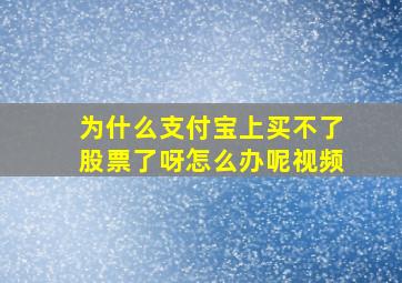 为什么支付宝上买不了股票了呀怎么办呢视频