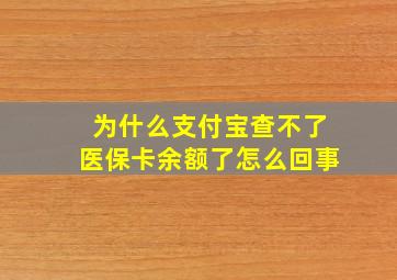 为什么支付宝查不了医保卡余额了怎么回事