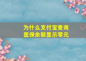 为什么支付宝查询医保余额显示零元