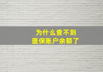 为什么查不到医保账户余额了