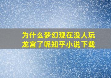 为什么梦幻现在没人玩龙宫了呢知乎小说下载