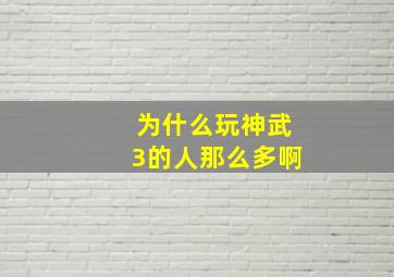 为什么玩神武3的人那么多啊