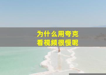 为什么用夸克看视频很慢呢