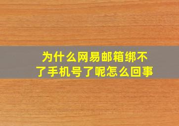 为什么网易邮箱绑不了手机号了呢怎么回事