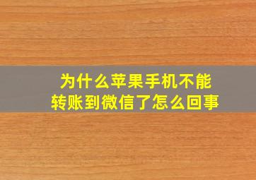 为什么苹果手机不能转账到微信了怎么回事