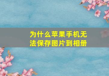 为什么苹果手机无法保存图片到相册