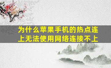 为什么苹果手机的热点连上无法使用网络连接不上