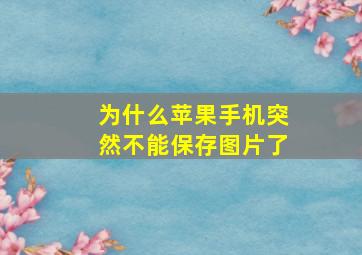 为什么苹果手机突然不能保存图片了