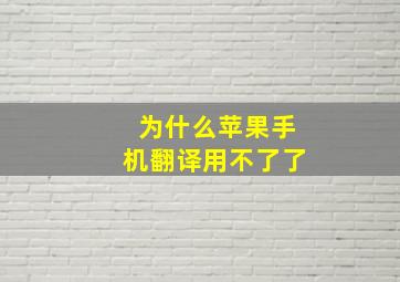 为什么苹果手机翻译用不了了