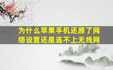 为什么苹果手机还原了网络设置还是连不上无线网